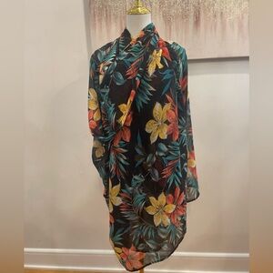 Catherines Floral Swim Sarong - Black, Yellow, Orange,‎ Green